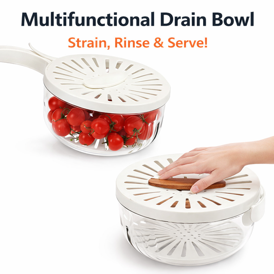 Multifunctional Drain Basket | Fruit & Vegetable Washing Strainer Bowl with Rotating Lid