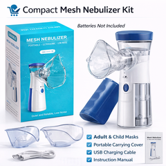 Portable Mesh Nebulizer | Quiet Ultrasonic Inhaler for Adults & Kids with Mask Set