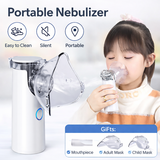 Portable Mesh Nebulizer | Quiet Ultrasonic Inhaler for Adults & Kids with Mask Set