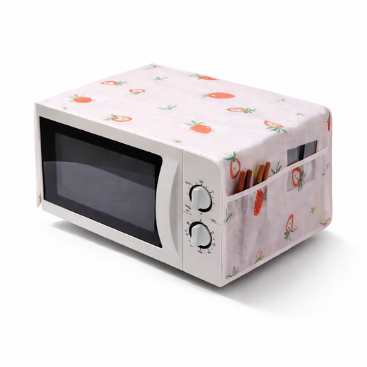 Microwave Oven Dust Cover with Storage Pockets – Heat Resistant