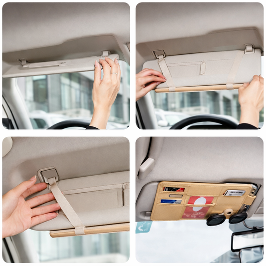 Car Sun Visor Organizer with Card & Glass Holder | Universal Fit – Alku Mart Pakistan